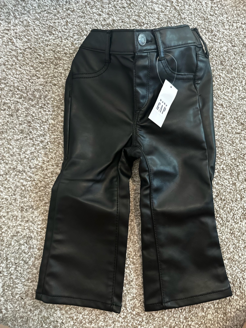 NWT- GAP Black Faux Leather Kids Pants